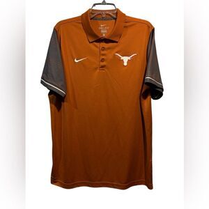 Nike Texas Longhorns Polo Shirt XL Burnt Orange Dri-FIT Logo Embroidered